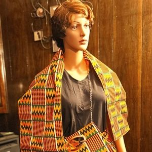 Orange Multicolored Skirt Set